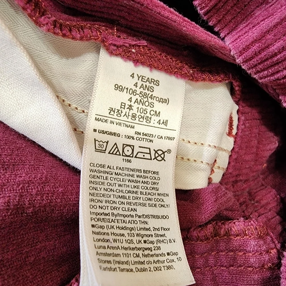 Baby GAP Toddler Girl 4Y Corduroy Skirtall Overall Skirt Huckleberry Fall ’22